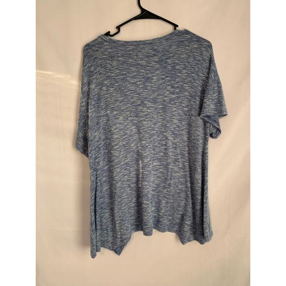Juicy Couture Women's Medium Blue Marbled Short Sleeve Cutout Neck - Picture 3 of 4